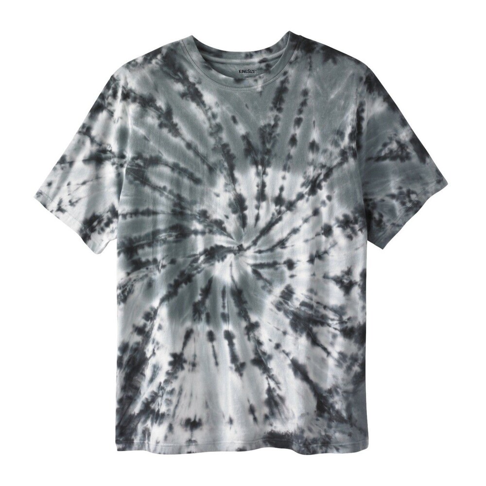 KingSize 8XL Black & White Tie-Dye Crewneck Tee EUC Casual Classic 100% Cotton